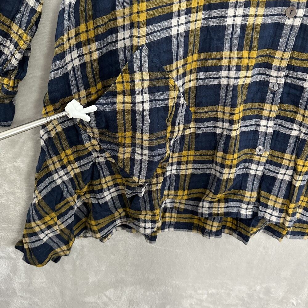 John Mark Long‎ Line Tunic Top Duster Plaid Artsy Handkerchief Hem Womens Medium - Picture 4 of 8
